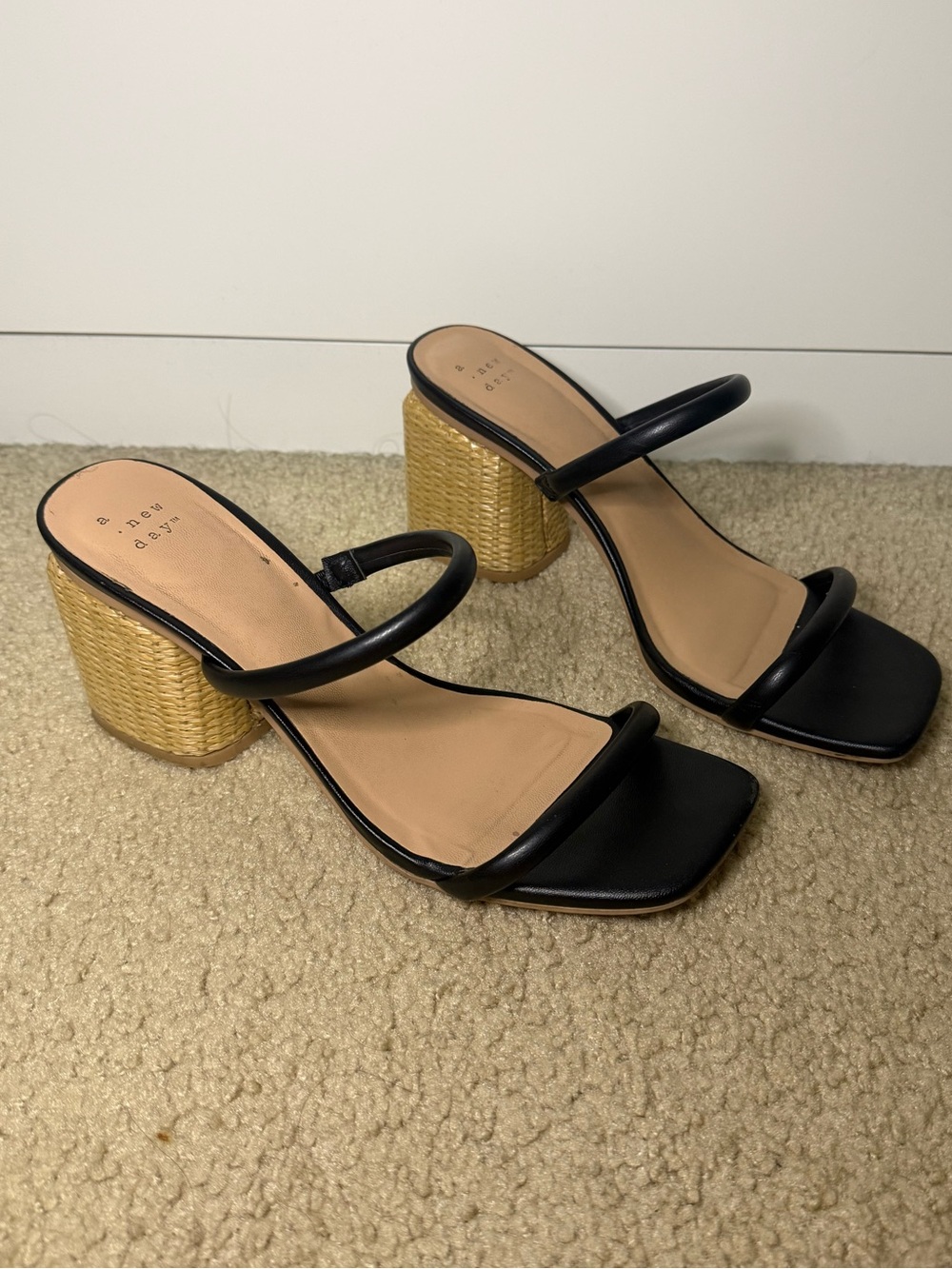 A New Day Black & Raffia Heels